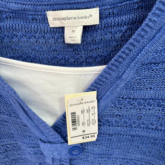 Christopher and Banks Blue Sweater NWT‎ with Fake Camisole - Picture 5 of 14